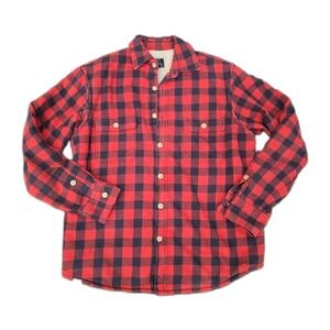 J.Crew Men's Sherpa Lined Flannel Shirt Jacket Buffalo Plaid Red Navy Shacket M